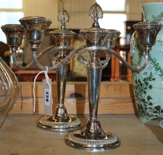 Pair of plated candelabra